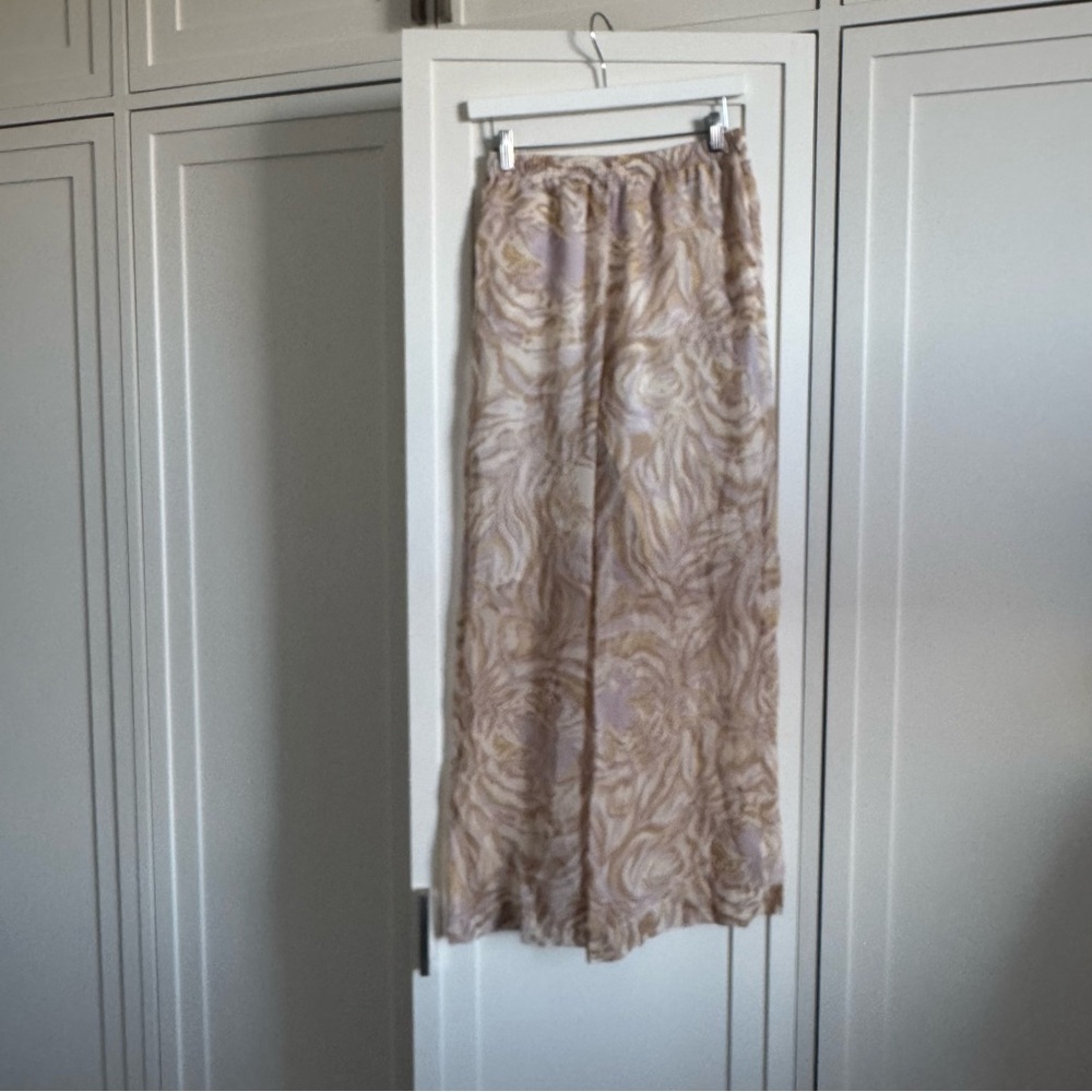 See by Chloe Tiger Print Wide Leg Pants Cream Pink 36